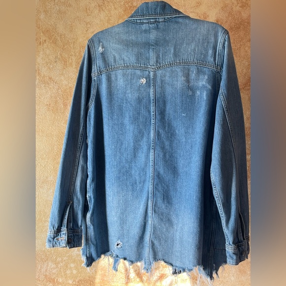 FREE PEOPLE MOONCHILD DISTRESSED DENIM SHIRT JACKET - Picture 7 of 8